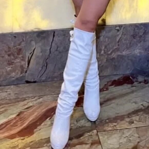 White Knee High Boots - Picture 2 of 2